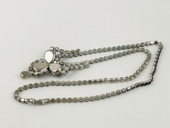 Vintage Estate Jet Black Clear Glass Rhinestone Necklace Elegant Long 24″