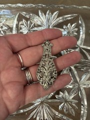 #9 Vintage 1930’s Art Deco Clear Rhinestone Paste Pot Metal Pendant
