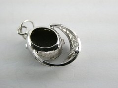Sorrento Sterling Silver Carved Abalone Shell Cameo Pendant 1.7g 925 7/8 Inch