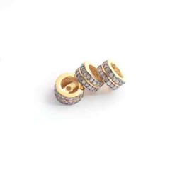 1 pc Pave Diamond Two,Rose gold vermeil Two Step Diamond Wheel Rondelles ,