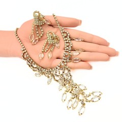Vintage Juliana DeLizza Elster Waterfall Plated Marquise Necklace Earrings Set