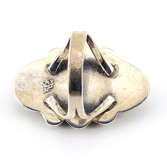 North South CSC Mexico Sterling Silver Turquoise Ring Vintage Old Pawn Size 7.75