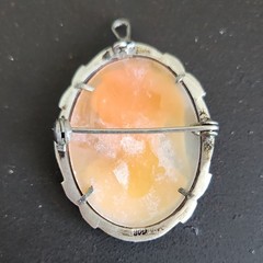 Beautiful 800 Silver Mop Antique Vintage Art Deco Lady Cameo Pin Brooch Pendant
