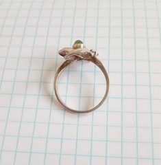 Vintage Ring Nephritie stone Sterling Silver 875 Star USSR time Jewelry size 7.5