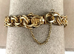 VTG 1/20 12k GF 10mm Double Link chain medal charm bracelet safety chain 7.5″