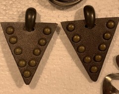 VTG Costume Jewelry Pierced Earrings Lot Studded Leather Wood Tri-toned Metal