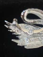 Vintage GERRYS Textured Silver-toned Swan Markasite Eye Brooch