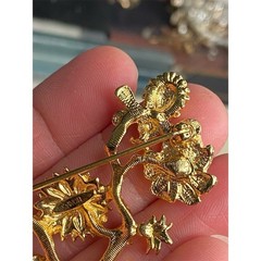 Vintage Avon Garden of Eden Floral Vine Bee Butterfly Brooch Pin Pearl