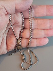 Vintage Sterling Silver Rope Chain 20″ 6.3gms 1-2mm Wide Italy