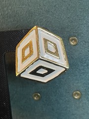 RARE Lanvin Paris 3D White Enamel Gold-Plated Square Dice Clip On Earrings COA