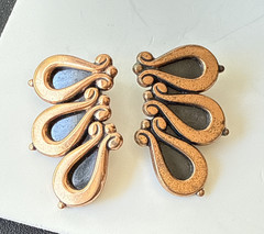 Beautiful Renoir Copper Demi Parure Necklace + Clip Earrings Set