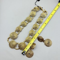 R.J. Graziano Necklace Earrings Set NWT Gold Tone Spiral Disc Statement Collar