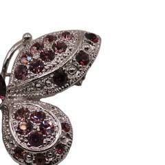 Vintage Pink Purple Rhinestone Butterfly Brooch Silver Tone Insect Pin 2 By 1 in