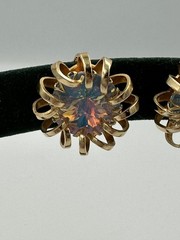 Vintage 1970’s-1980’s SARAH COVENTRY Clip-on Earrings Gold-tone Iridescent