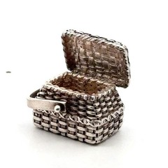 Vintage Brown County Baskets .925 Sterling Silver Picnic Basket, Hinged, 15.6g