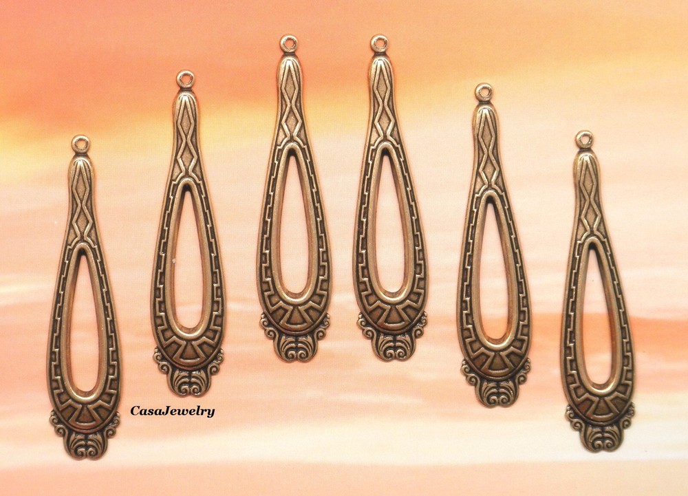 #0097 ANTIQUED GOLD OPEN CENTER TEARDROP W/TOP HANG RING – 6 Pcs