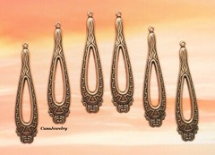 #0097 ANTIQUED GOLD OPEN CENTER TEARDROP W/TOP HANG RING – 6 Pcs