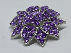 Lavender Purple Rhinestone Flower Brooch Vintage Estate Garden Lover Floral