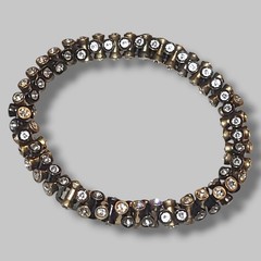 Two Tone Rhinestone Stretch Bracelet Gold Silver Tone Heavy Chunky Vintage