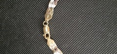 VTG. 925 FAS Italian Sterling Silver Braided Tri-Tone Silver/Gold 16″ Necklace