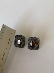 Vintage Estate Find Silver Gold Tone Rhinestone Pierced Post Earrings 1/2”