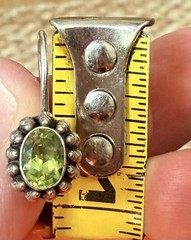 VTG FAS 925 Silver Earrings W/ Faceted Oval Cut Peridot Gemstone & Beaded Edge