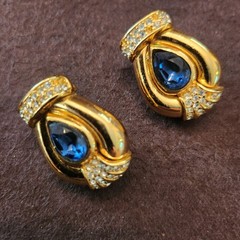 Vintage Christian Dior Sapphire Crystal clip on earrings