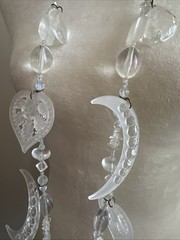 Vtg Chandelier Clear Crescent Moon Hearts and Star Necklace. See pics.