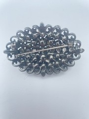 Vintage Hollycraft Signed Blue Rhinestone Brooch Pin 2” Oval