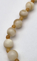 Cream Banded Agate Beaded Necklace 24 In Natural Stone 6.7mm Minimalist