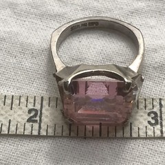 Vintage ESPO Sterling Silver Large Pink Cubic Zirconia Ring varied sizes