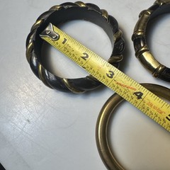 3 VTG BLACK BONED HORN w/BRASS /GOLD INLAIDED BANGLE BRACELETS