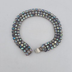 Vintage Weiss Blue AB Rhinestone Bracelet Size 6.5