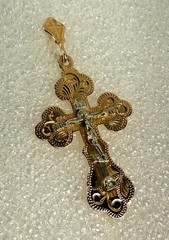 Vintage East European 14k (585) Rose & White Gold Cross Pendant