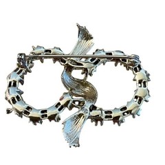 Vintage Unbranded Rhinestone Brooch Glam Mid-Century Elegant