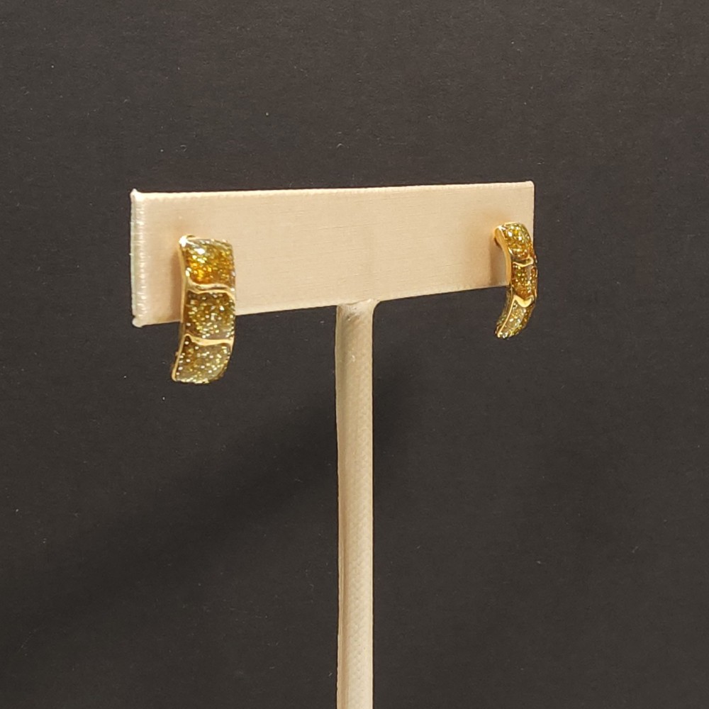 Vintage Evan St. Clair Yellow Gold Tone Diamond Dust Pierced Post Earrings