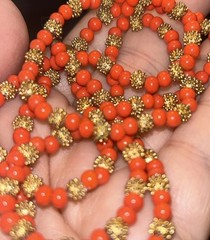 Vintage Les Bernard Necklace Natural Salmon Coral Bead 29” Opera Length Rare 60s