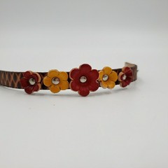 Peasant Leather Flower Cuff Bracelet Adjustable Handmade Boho Country Cottage