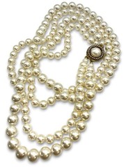 Vintage 50s 60s Japan Faux Pearls Graduated Double Strand Necklace 7mm 9mm 26.5”