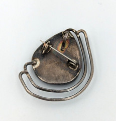 Sterling Silver 935 Chrysocolla Gemstone Cabochon Brooch Pendant Pin Israel