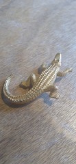 Vintage Alligator Pin Brooch Pendant Gold Toned Crocodile🐊 Retro Floridian