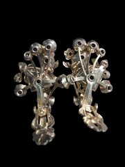 Vintage Judy Lee Goldtone Rhinstone & Clip Earrings Uranium Stones