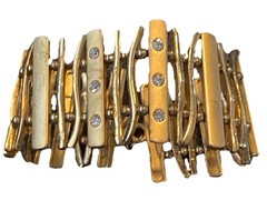 Vintage Style Women’s Gold Tone Cleopatra Bracelet 7in Rhinestones Cuff Like