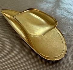 Vintage Raw Brass Cowboy Hat Stamping Western Dimensional NOS Jewelry Finding