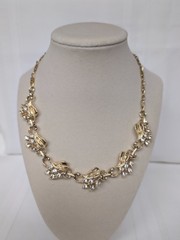 Vintage Costume Necklace Rhinestones Gold Tone Pristine Condition Coro-like