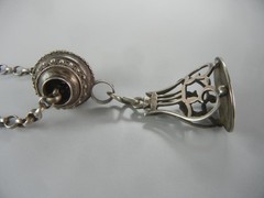Antique Necklace Netherlands 833 Silver Slide Seal Pendant 16.5″ Chain
