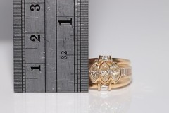 Vintage Circa 1990s 18k Gold Marquise Cut And Baguette Cut Diamond Ring