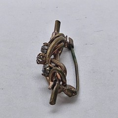 Vintage Clear Rhinestone Bar Brooch Gold Tone C Clasp Open Back Art Deco Style