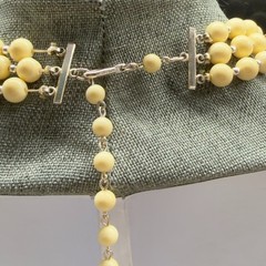 Vintage Necklace Multi Strand Boho Bone Stone 20 Inch Bib Collar