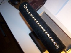 VINTAGE ESTATE DESIGNER BRUSH GOLDWASH STERLING SILVER TENNIS BRACELET 7 1/4″